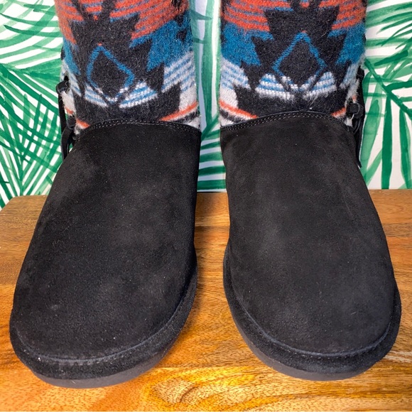 BearPaw Aztec Southwestern Black Suede Fringe Boots Women’s 10 - Picture 3 of 12